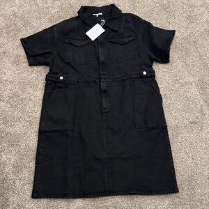 Polagram Black Short-Sleeve Utility Dress for Women